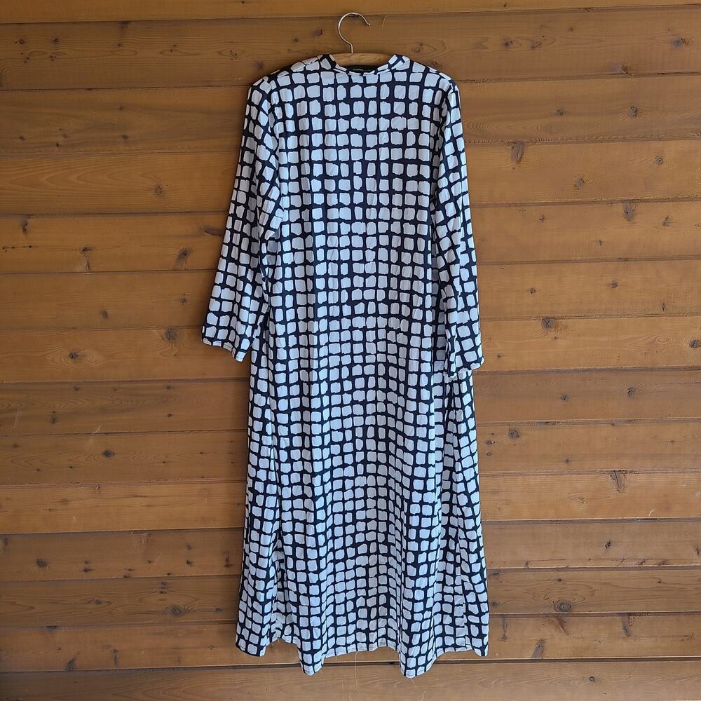 La Gotta Swimwear Cover Up Kimono Duster Silk Grid Retro Robe One Size Boho - Picture 1 of 7